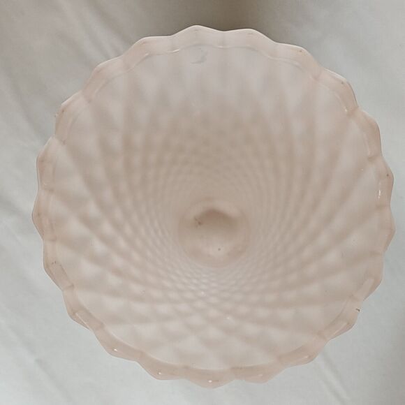 Vintage Indiana Glass Diamond Point Frosted Pink Satin Glass Vase 8" Depression - Picture 4 of 7